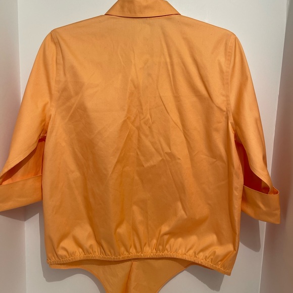 Chico’s No-Iron Tie-Front Button Down 3/4” Sleeve Shirt Size 0,4/6,S Cantaloupe - Picture 5 of 9